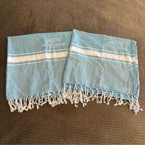 The Palm Beaches Florida Blue White Cotton Towel Set